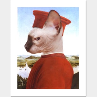 Portrait of a Sphynx Cat as Federico da Montefeltro - Pet Gift Posters and Art